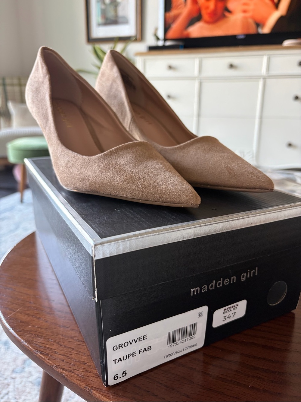 Madden Girl Taupe Suede Pointed-Toe Pumps
